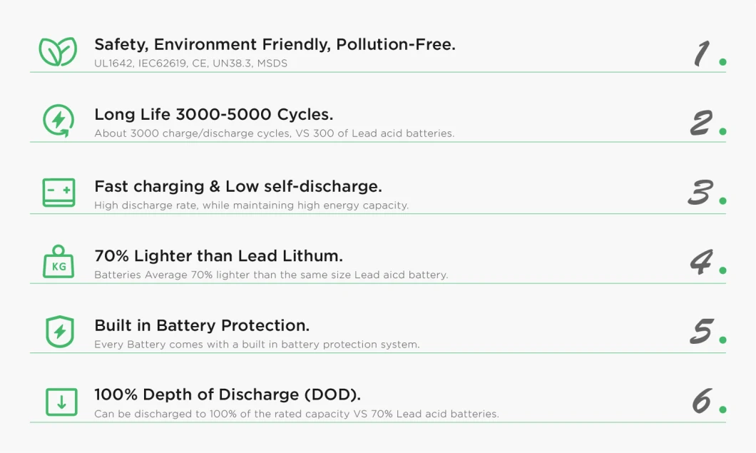 2165 12V 40ah Lithium Iron Phosphate LiFePO4 Rechargeable Battery with BMS Charger