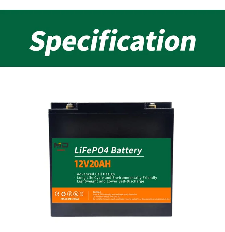 Rechargeable 10ah 18ah 20ah LiFePO4 Lithium Ion 12V Battery for Solar Energy Storage